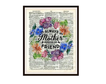 Mother's Day Quote Art Print on  Ephemera Dictionary Page Wall Decor Instant Digital Download, Unframed,  JPG and PDF  8 x 10"