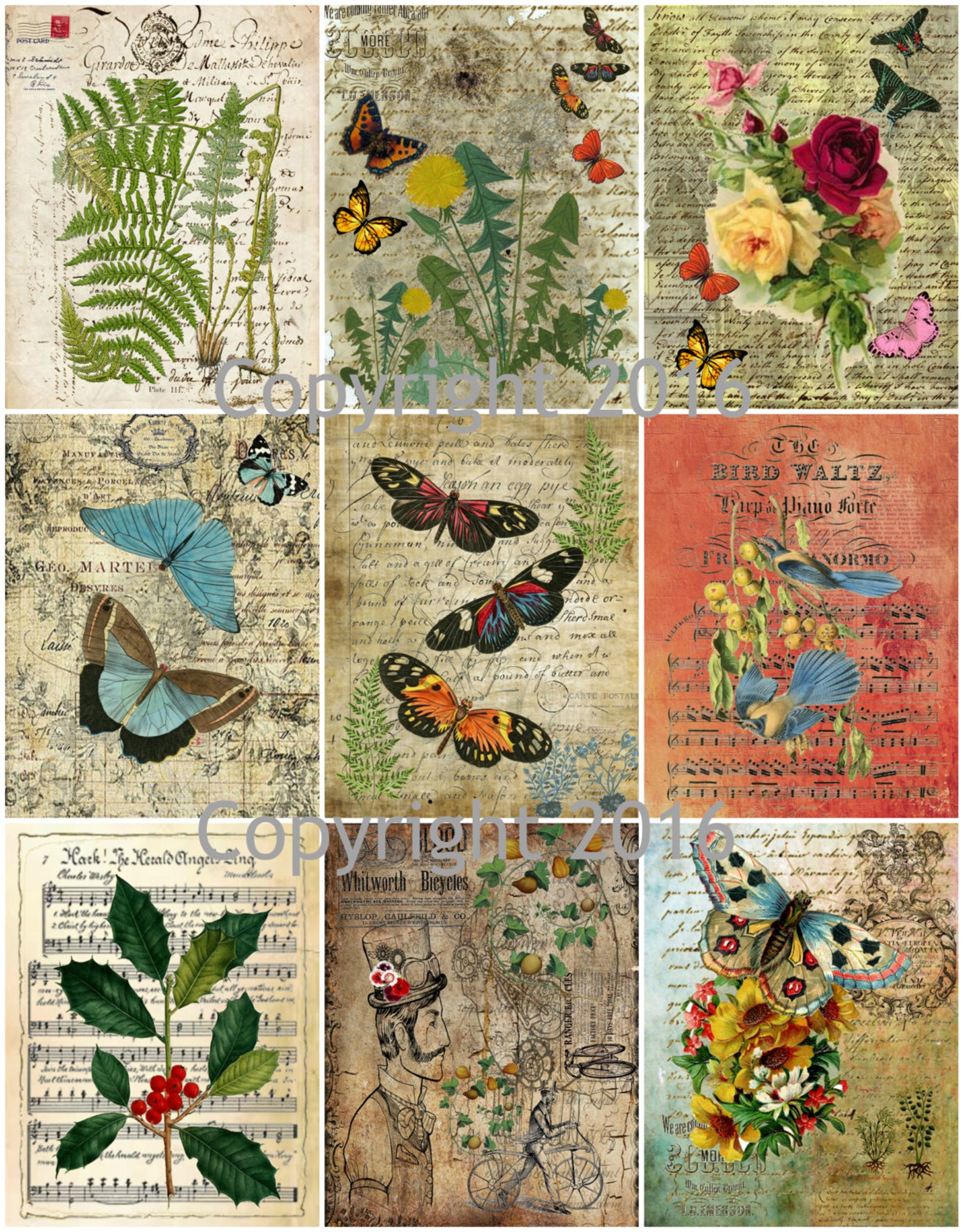 Printable Vintage Ephemera Labels Collage Sheet #7 Instant Digital ...