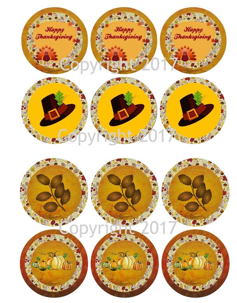 Printable Thanksgiving Cupcake Toppers DIY Instant Digital - Etsy