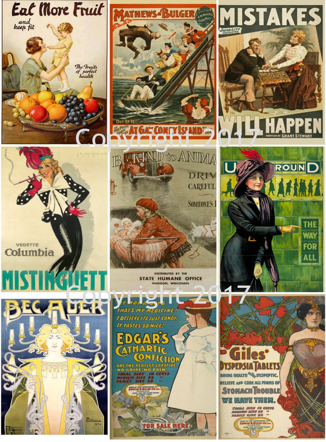 Printable Vintage Ad Posters Collage Sheet 105. Instant Digital ...