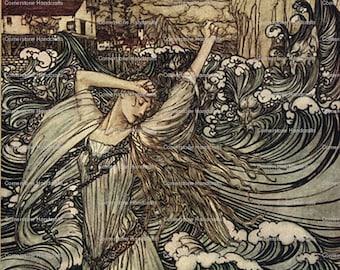 Instant Digital Télécharger UNDINE 5 vintage RARE Fairy Tale Art Prints par Arthur Rackham 102