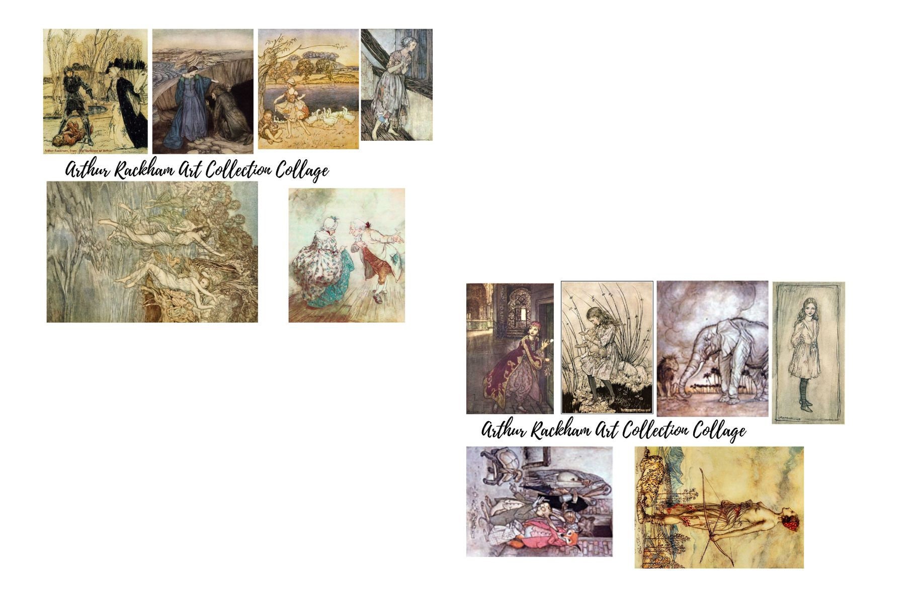7 Pages of VINTAGE Arthur Rackham Fairy Tale Art Images Instant Digital ...
