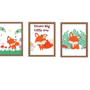 Kindergarten-Kunstdruck-Set von 3 Baby Herbst Fuchs, Kinderzimmer, Baby-Wand-Kunst, sofortiger digitaler Download druckbare 8 x 10&quot; Jpg und PDF
