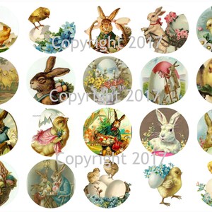 Printable Easter Circles  1.5&quot; Labels Collage Sheet  Instant Digital Download, Flowers, Scrapbook Embellishments