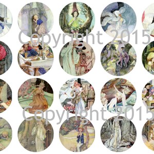 Anne Anderson Circles Vintage Images  Collage Sheet for Altered Art, Scrapbooking, Instant Download JPG File and PDF