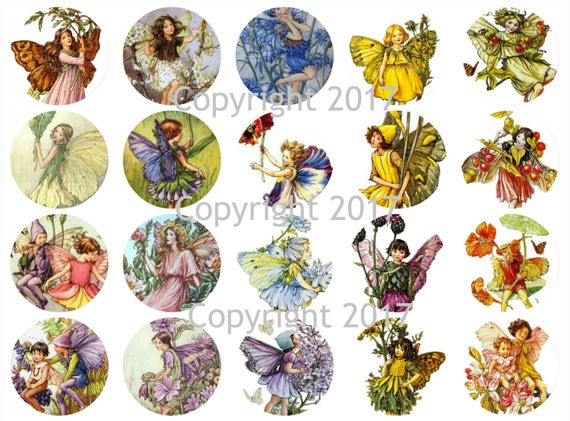 Printable Flower Fairies Circles 1.5 Labels Collage | Etsy