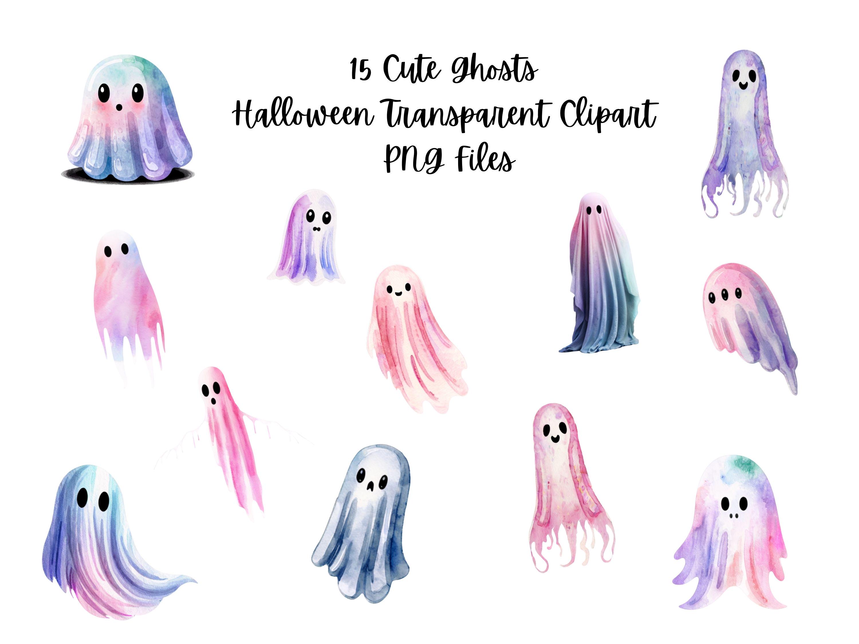 16 Cute Pastel Ghost Clipart Bundle – Halloween Ghosts Kawaii Style ...