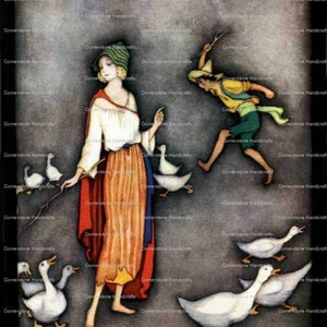 Goose Girl by Jennie Harbour Fairy Tale Digital Art Print  Instant Digital Download
