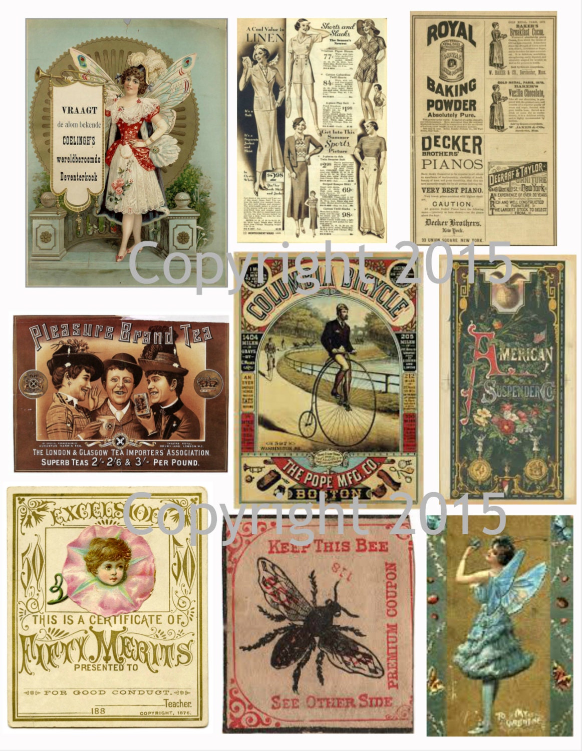 printable vintage ephemera labels collage sheet 1 instant etsy