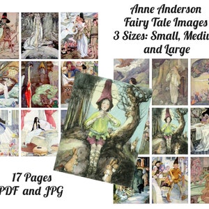 Anne Anderson Vintage Fairy Tale Images, Digital Ephemera Classics, Digital Images, Vintage Art, Instant Download, Digital Collage, Journals