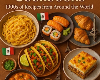 14 International Digital Cookbook Bundle – 1000+ Recipes from Around the World – Global Cuisine Instant Download PDF Set