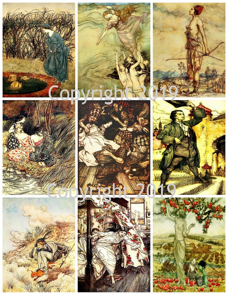 Collage Sheet VINTAGE Arthur Rackham Fairy Tale Art Images Instant ...