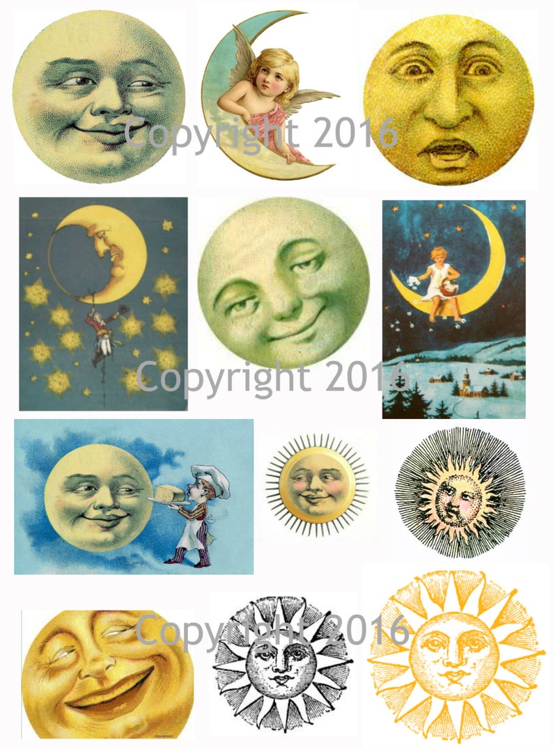 Printable Victorian Celestial Images Collage Sheet. 101 Instant Digital Download, Easter Scrapbooking, Altered Art image 1