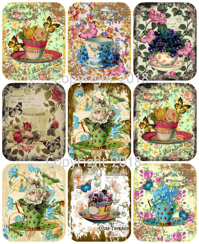 Printable Victorian Teacups Collage Sheet tea Cups and Etsy