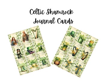 18 Shamrock St. Patrick's Day  Cards and 2 Collage Sheets of Tags for Altered Art,ATC, Scrapbooking, Journals, Instant Digital Download