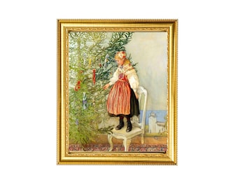 Swedish Christmas by Carl Larsson Printable Wall Art | Vintage Scandinavian Portrait| Digital Download | Nordic Decor | 8 x 10" and 11 x 14"