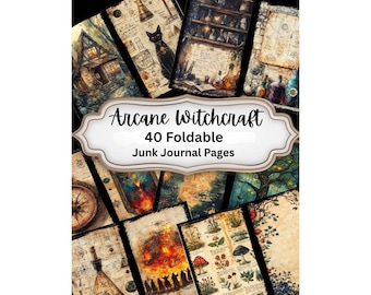 Arcane Witchcraft faltbares Junk Journal Seiten #2 | 40 Seiten | Gothic Grimoire Ephemera | PDF Digitaler Download