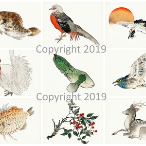 Japanese Art Collage Sheet Instant  download Decoupage, Altered Art, Gift Tags, Card Making JPG and PDF