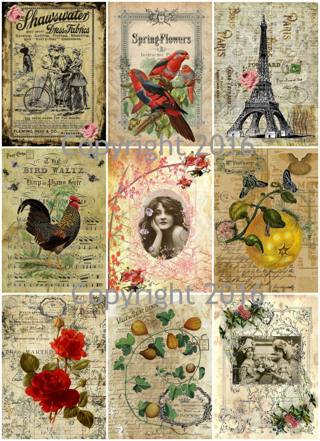Printable Vintage Ephemera Labels Collage Sheet #6 Instant Digital ...