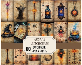 Arcane Witchcraft Journal Pages, 60 Printable Papers #4, Alchemy Symbols, Occult Vintage Ephemera, Dark Academia | PDF Digital Download