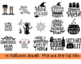 55 Halloween SVG + PNG Bundle – Spooky Clipart for Cricut and Sublimation | Digital Download | Ghosts, Witches and More! | Commercial Use