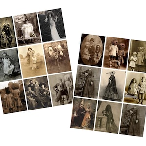 Set of 2 Sheets of Halloween Spooky Photos Collage  Sheets Instant Digital Download, Halloween, Scrapbooking, ATC , Altered Art JPG and PDF