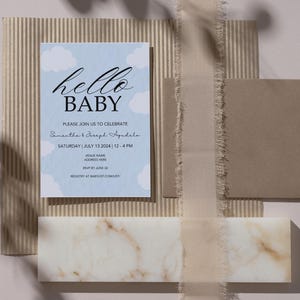 Editable Cloud 9 Invitation, Cloud Baby Shower Invitation, Cloud 9 Baby Shower Invite, Cloud Theme Invite, Boy Blue Invitation