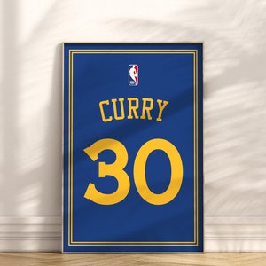 Arte de pared con la camiseta de Stephen Curry, póster de baloncesto, impresión del chef Curry, decoración de pared de la superestrella de Golden State, póster de Curry 30 Golden State Warriors