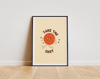 Vintage Basketball Art Print Set: Minimalist Sports Decor (Digital Download