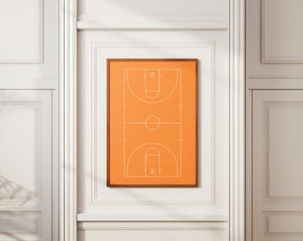 Minimalist Basketball Court Art Print Set: Sports Decor (Digital Download))