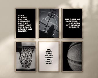 Set of 6 Basketball Posters - Inspiring Wall Art for Basketball Fans and Sports Decor, living room or bedroom decor