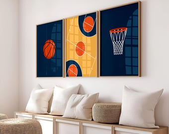 Basketball Art Print Set, Hoop & Court Prints, set of 3 (Digital Download)