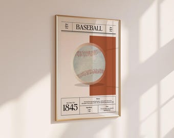 Minimalist Baseball Art Print: Retro Sports Decor (Digital Download)