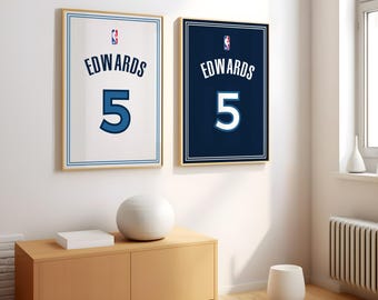 Anthony Edwards Jersey Poster – Minnesota Timberwolves jersey – Basketball Wall Art (Digital Download)