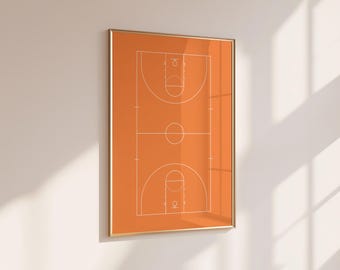 Basketball Court Wall Art Print, Minimalist Design (Digital Download)