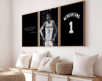 Wembanyama set of poster: Jersey, quote and Wemby Sports Posters (Digital Download)