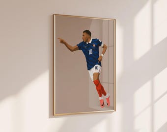 Kylian Mbappe Football Print, Player Art, Soccer Gift (Digital Download)
