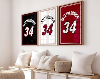 Giannis Antetokounmpo Jersey Wall Art, NBA Basketball Print (Digital Download)