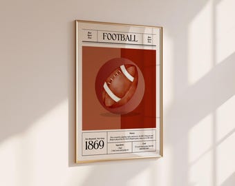 Minimalist Football Art Print: Retro Sports Decor (Digital Download)