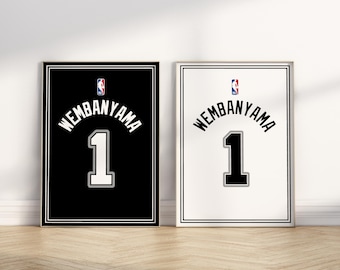 Póster de la camiseta de los Spurs de Victor Wembanyama: Arte mural de baloncesto (Descarga digital)