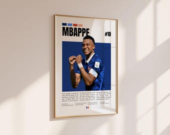 Mbappé Football Poster, Minimalist Sports Art Print (Digital Download)