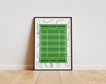 Football Field Art Print: Minimalist Sports Decor (Digital Download)