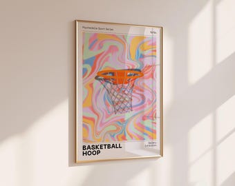 Psychedelic Basketball Hoop Art Print: Retro Sports Decor (Digital Download)