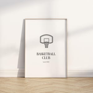 Basketball Club - Minimalist basketball art - Basketball print - Basketball digital - Wall decor basketball - Basketball black and white