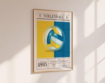 Retro Volleyball Art Print: Minimalist Sports Decor (Digital Download)