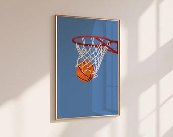 Minimalist Basketball Hoop Print, Sports Wall Art (Digital Download)