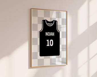 Personalized Basketball Jersey Poster, Custom Name Number Wall Art (JPEG)