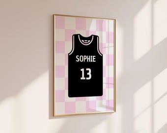 Personalized Basketball Jersey Poster, Custom Name Number Wall Art (JPEG)