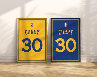 Stephen Curry Jersey Wall Art, Basketball Poster, Chef Curry Print, Golden State Superstar Wall Decor, Curry 30 Golden State Warriors Poster