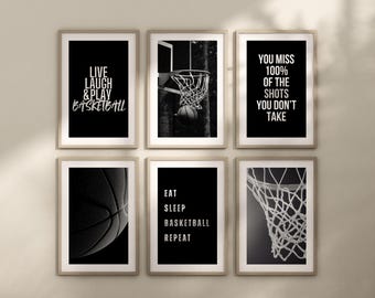 Ensemble d'impressions de basket-ball : art mural sportif inspirant, lot de 6 (téléchargement numérique)